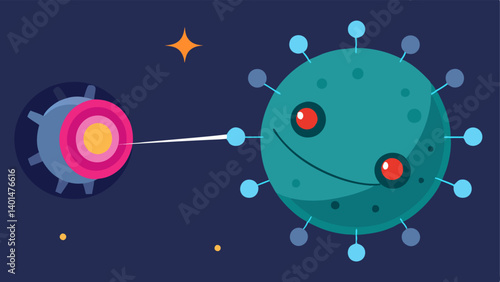 Targeted Repair A closeup view of a nanobot approaching a damaged cell with visual indicators showcasing the bots targeting system locking onto the cell.