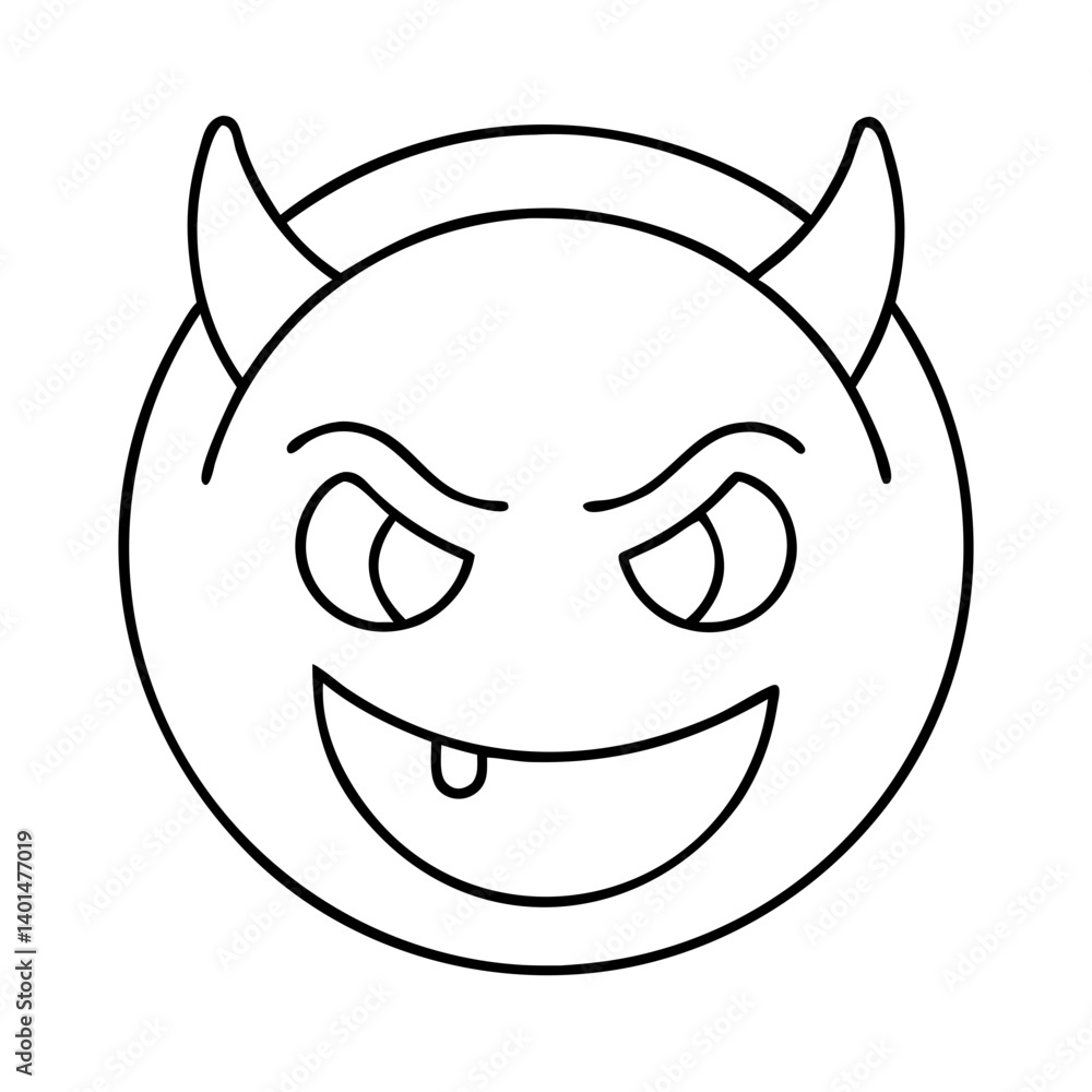 playful devil emoji icon, playful devil emoji line art - simple line art of playful devil emoji, perfect for playful devil emoji logos and icons playful devil emoji icon, playful devil emoji line art - simple line art of playful devil emoji, perfect for playful devil emoji logos and icons