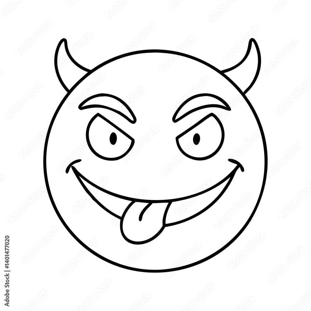 playful devil emoji icon, playful devil emoji line art - simple line art of playful devil emoji, perfect for playful devil emoji logos and icons playful devil emoji icon, playful devil emoji line art - simple line art of playful devil emoji, perfect for playful devil emoji logos and icons