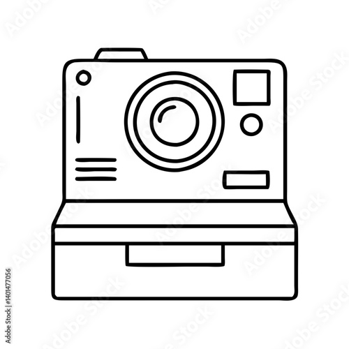 polaroid camera icon, polaroid camera line art - simple line art of polaroid camera, perfect for polaroid camera logos and icons