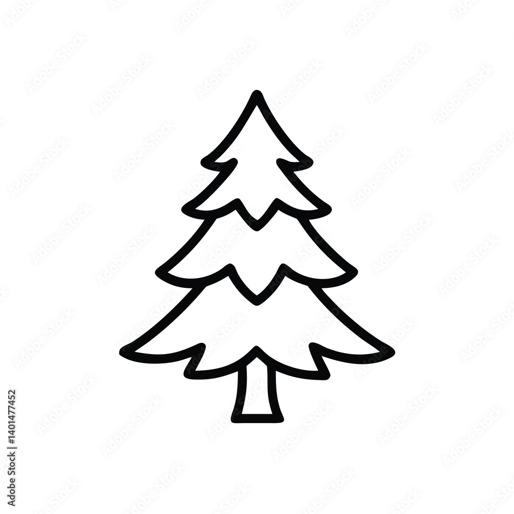 Simple Christmas Tree Outline Vector Icon Isolated On White Background For Holiday Designs Simple Christmas Tree Outline Vector Icon Isolated On White Background For Holiday Designs