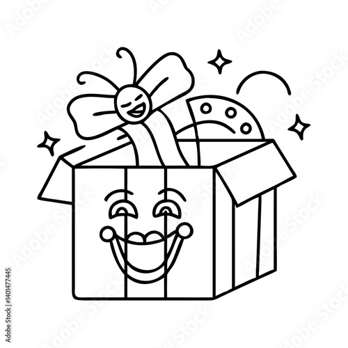 prank gift box icon, prank gift box line art - simple line art of prank gift box, perfect for prank gift box logos and icons