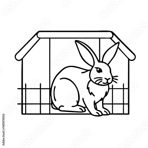 rabbit in hutch icon, rabbit in hutch line art - simple line art of rabbit in hutch, perfect for rabbit in hutch logos and icons