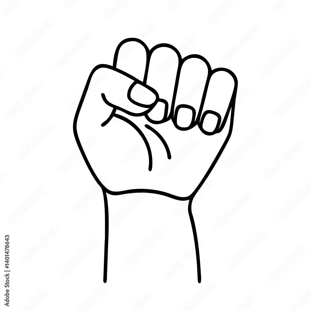 Fototapeta premium raised fist icon, raised fist line art - simple line art of raised fist, perfect for raised fist logos and icons