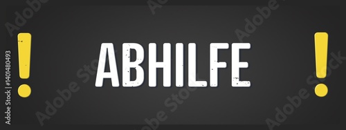 Fotografie Abhilfe (remedy) - A blackboard illustration with white text.