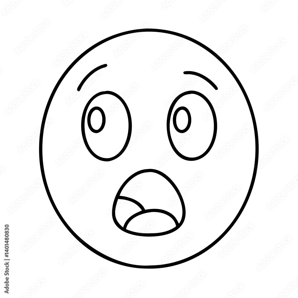 Fototapeta premium shocked emoji icon, shocked emoji line art - simple line art of shocked emoji, perfect for shocked emoji logos and icons