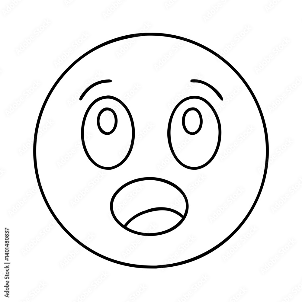 Fototapeta premium shocked emoji icon, shocked emoji line art - simple line art of shocked emoji, perfect for shocked emoji logos and icons