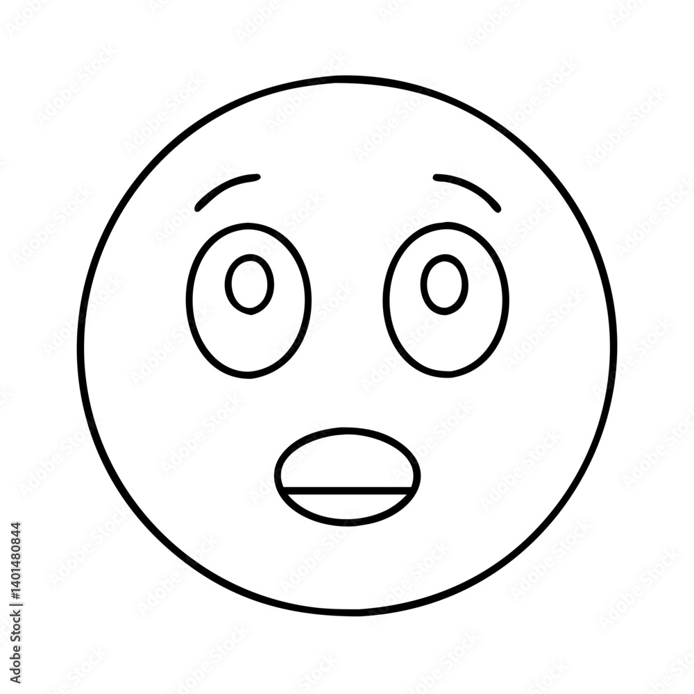 Fototapeta premium shocked face emoji icon, shocked face emoji line art - simple line art of shocked face emoji, perfect for shocked face emoji logos and icons