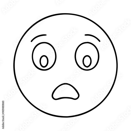 shocked face emoji icon, shocked face emoji line art - simple line art of shocked face emoji, perfect for shocked face emoji logos and icons