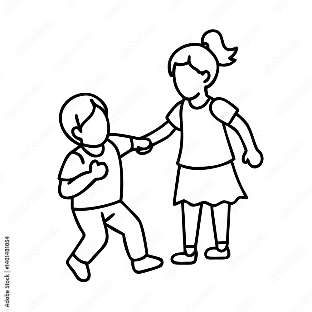 siblings playing icon, siblings playing line art - simple line art of siblings playing, perfect for siblings playing logos and icons siblings playing icon, siblings playing line art - simple line art of siblings playing, perfect for siblings playing logos and icons