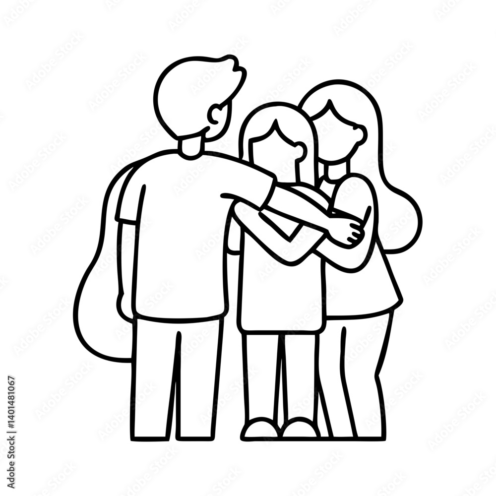 sibling hug icon, sibling hug line art - simple line art of sibling hug, perfect for sibling hug logos and icons sibling hug icon, sibling hug line art - simple line art of sibling hug, perfect for sibling hug logos and icons