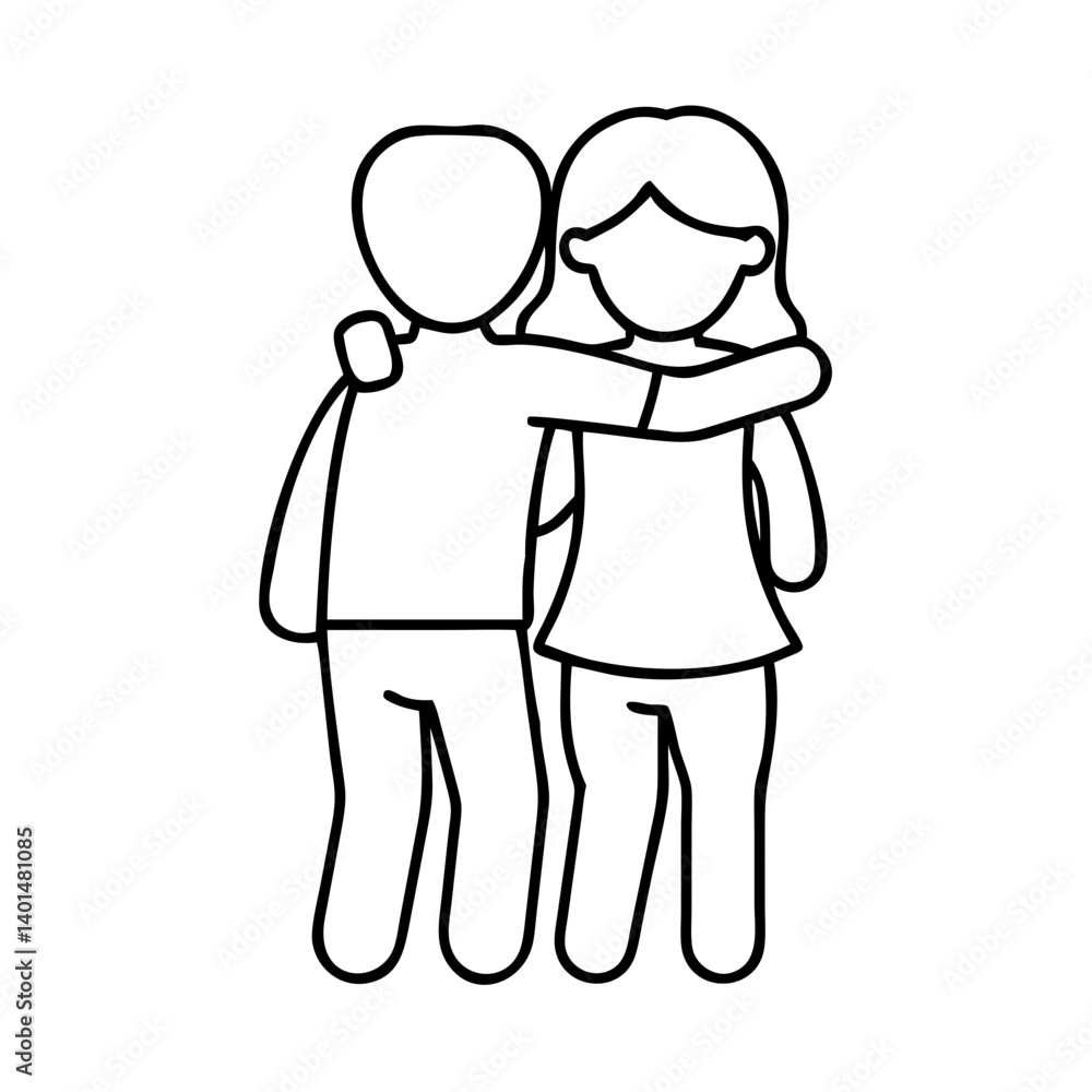 sibling hug icon, sibling hug line art - simple line art of sibling hug, perfect for sibling hug logos and icons sibling hug icon, sibling hug line art - simple line art of sibling hug, perfect for sibling hug logos and icons