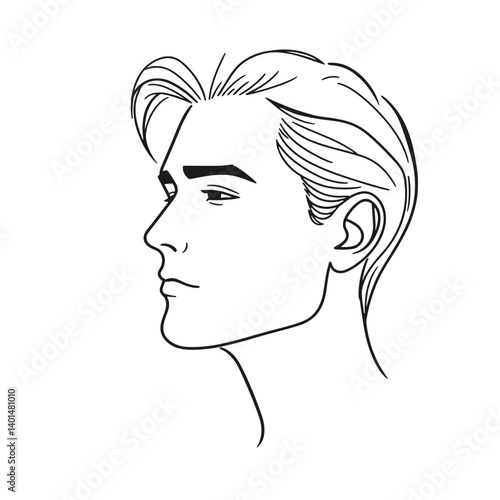 Elegance in Profile: A classic line art portrayal of a man, his features chiseled in shadow, with a subtle expression of introspective charm.