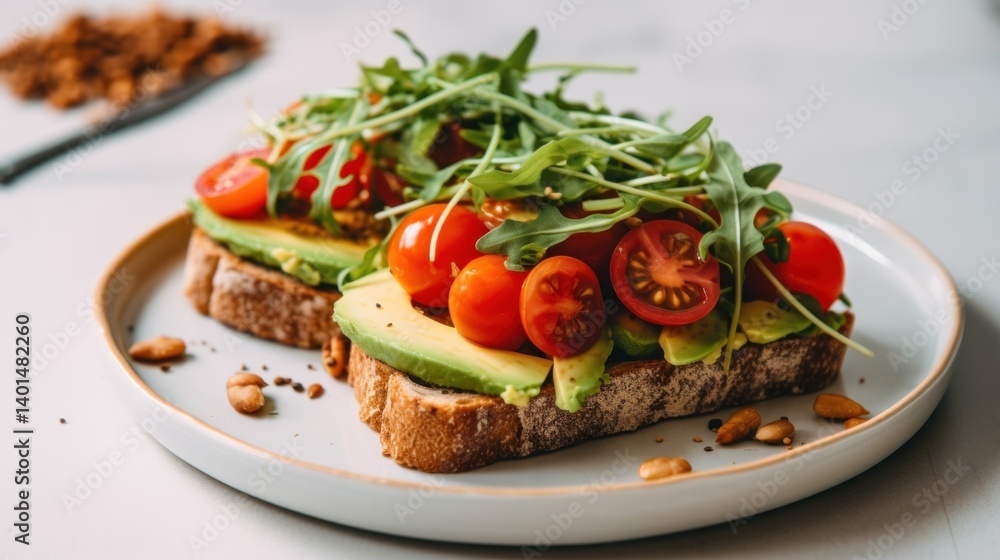 Toasted bread with tomatoes and herbs appetizer Toasted bread with tomatoes and herbs appetizer
