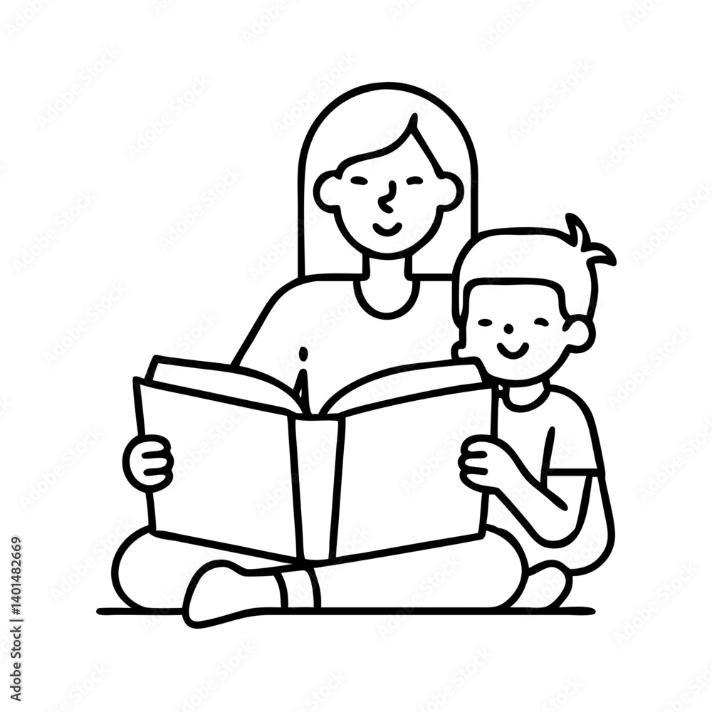 storytime with mom icon, storytime with mom line art - simple line art of storytime with mom, perfect for storytime with mom logos and icons storytime with mom icon, storytime with mom line art - simple line art of storytime with mom, perfect for storytime with mom logos and icons