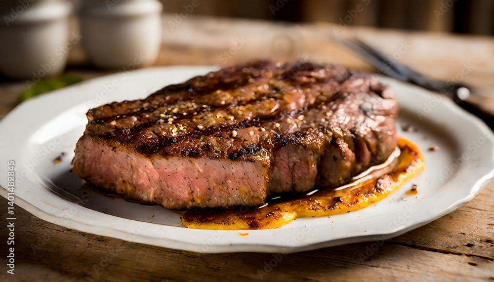 Steak barbecue perfectly seared, adorned with grill marks and oozing with flavor Steak barbecue perfectly seared, adorned with grill marks and oozing with flavor