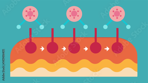 Microchannels An illustration showing tiny channels in the skin allowing exosomes to enter and facilitate healing symbolizing advanced cosmetic technology.