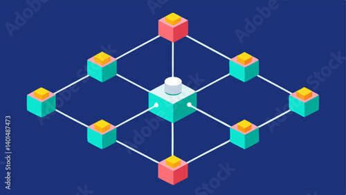 MultiLayered Network A threedimensional view of interconnected nodes showing layers of different nodes stacked upon each other illustrating the complexity of a blockchain.