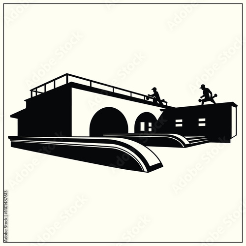 Silhouette of a Skatepark, Urban Fun