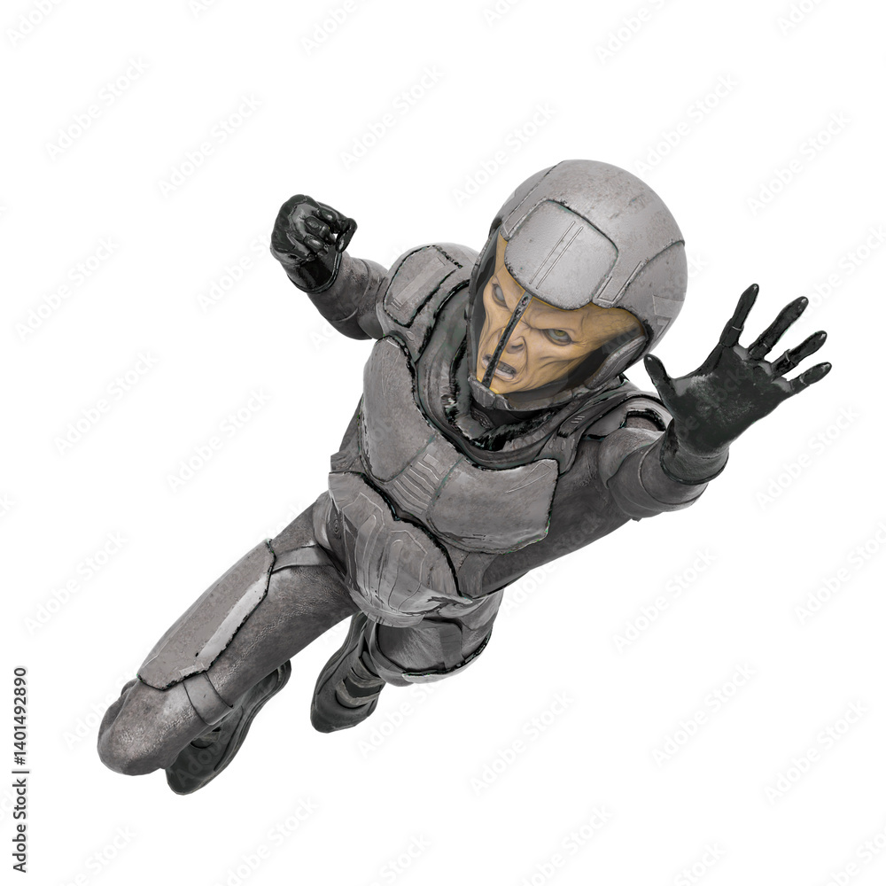 alien soldier is jumping in action to catch you alien soldier is jumping in action to catch you