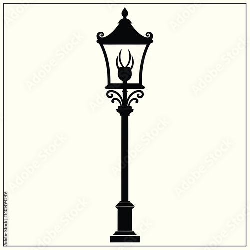 Silhouette of a Streetlamp, Night Light