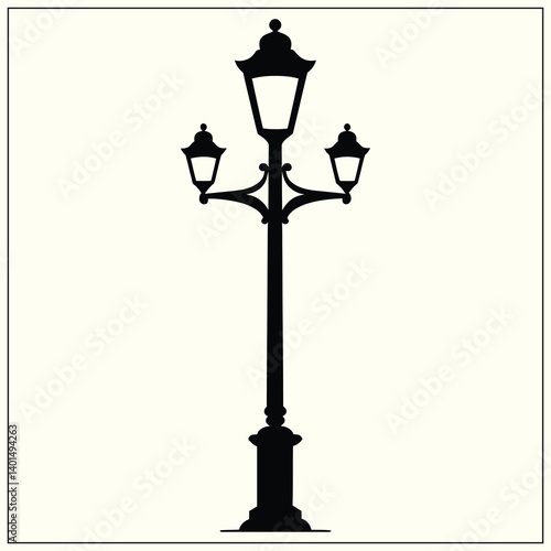 Silhouette of a Streetlamp, Urban Glow