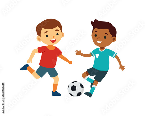 Children playing soccer isolated on transferring background, boy play football isolated on transferring background