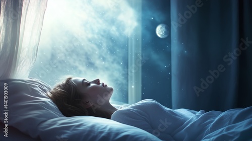 Portrait of a woman in dreamy night