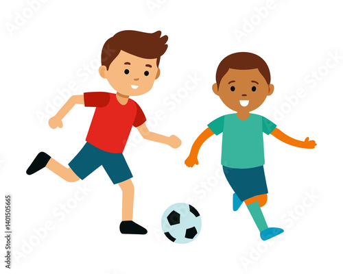  Children playing soccer isolated on transferring background, boy play football isolated on transferring background