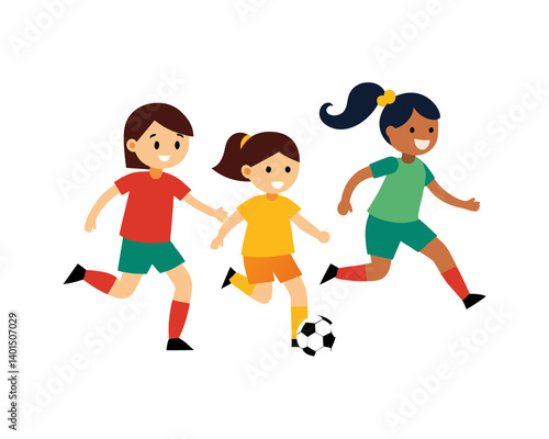 Kids Kicking Soccer Ball isolated on transferring  background , children playing football isolated on transferring  background 