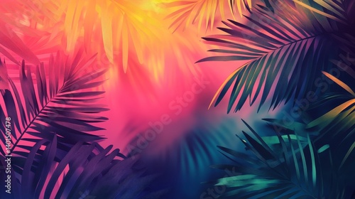 Wallpaper Mural Vibrant Tropical Leaves in Radiant Colors Creating a Stunning Visual Display at Sunset Torontodigital.ca