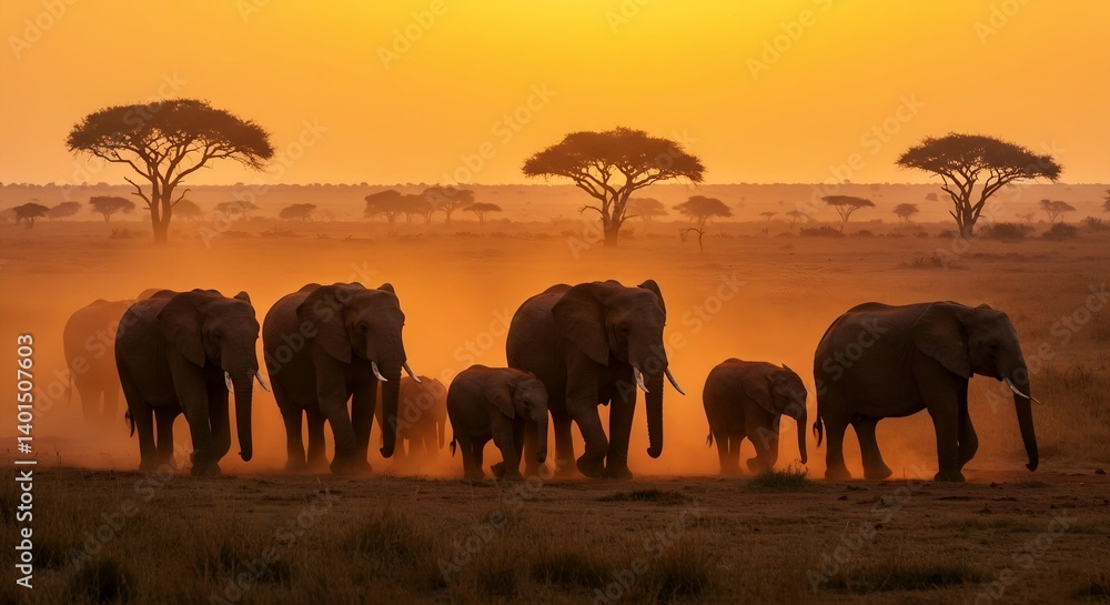 Fototapeta premium elephants in the savannah