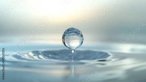 Wallpaper Mural A single, delicate drop of water, representing life and purity, set against a soft background. Torontodigital.ca