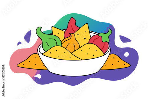 Nachos with Cheese Jalapeños and Sour Cream Vector