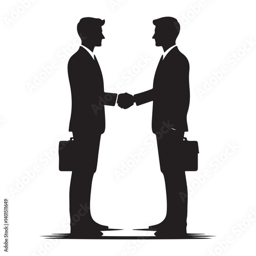 Businessmen handshake silhouette making a deal vector illustration