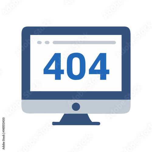 404 Error on Monitor Screen Icon Representing Webpage Not Found and Internet Issues