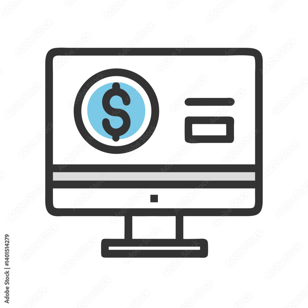 Computer Monitor with Dollar Icon Representing Online Finance and Digital Transactions Computer Monitor with Dollar Icon Representing Online Finance and Digital Transactions
