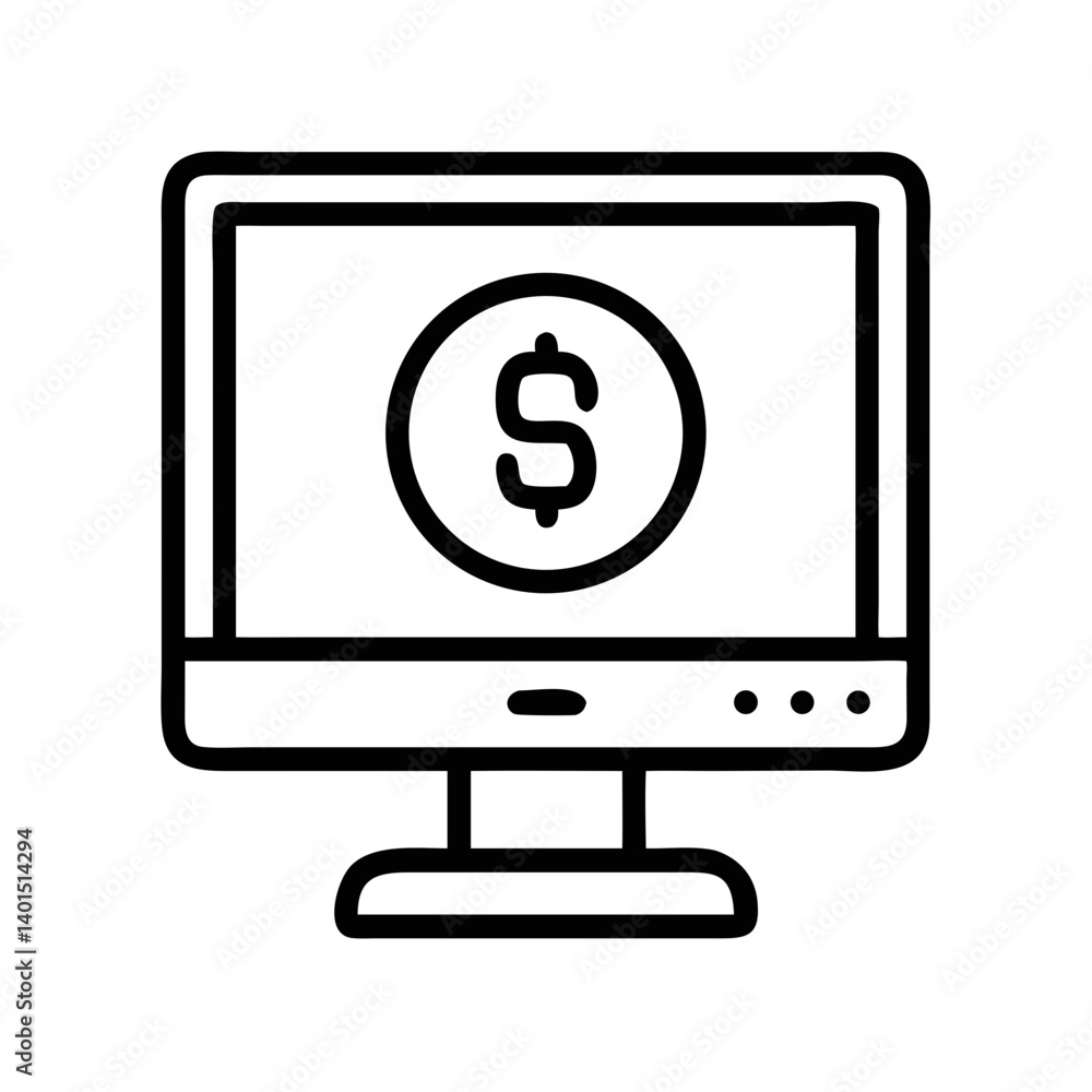 Computer Monitor with Dollar Icon Representing Online Finance and Digital Transactions Computer Monitor with Dollar Icon Representing Online Finance and Digital Transactions