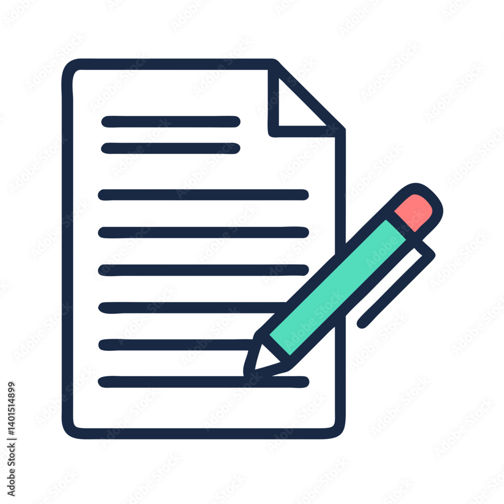 Document with Pencil Writing Icon Representing Drafting, Editing, and Content Creation Document with Pencil Writing Icon Representing Drafting, Editing, and Content Creation