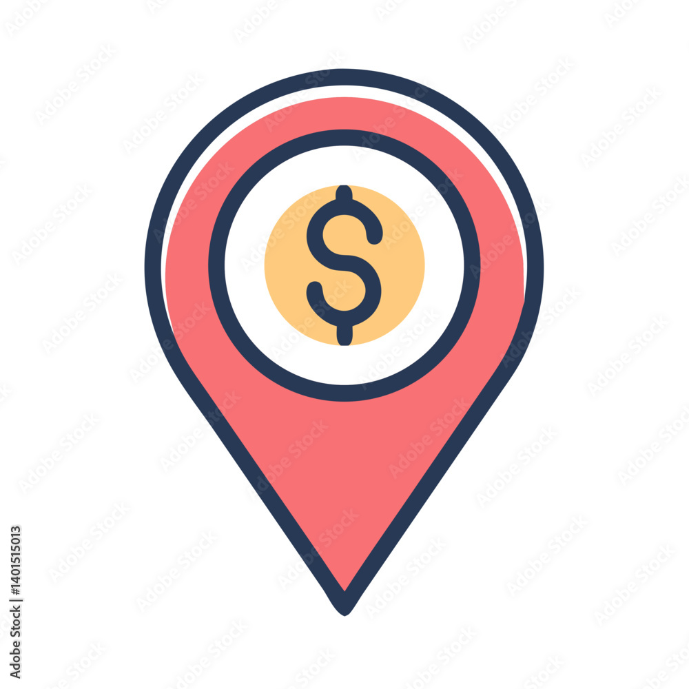 Dollar Location Marker Icon Representing Financial Transactions and Geolocation Dollar Location Marker Icon Representing Financial Transactions and Geolocation