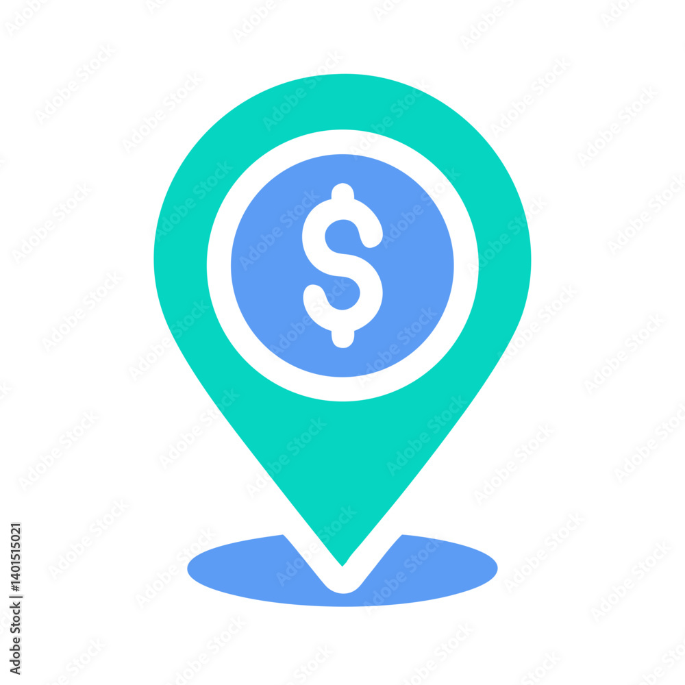 Dollar Location Marker Icon Representing Financial Transactions and Geolocation Dollar Location Marker Icon Representing Financial Transactions and Geolocation