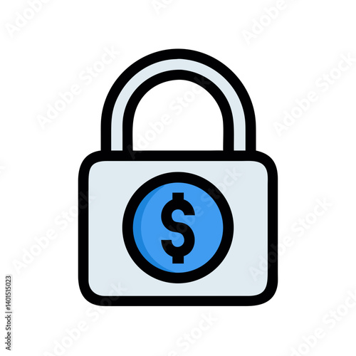 Dollar Padlock Security Icon Representing Financial Protection and Safe Transactions