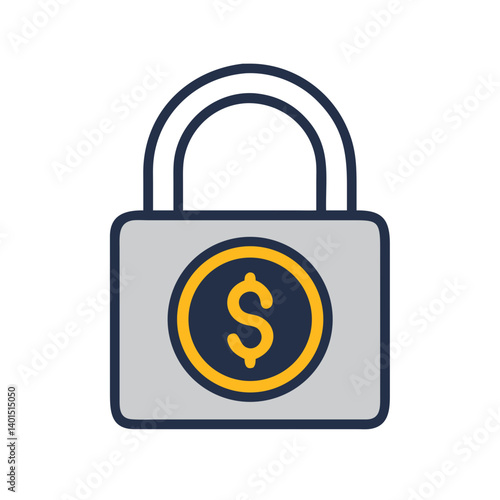 Dollar Padlock Security Icon Representing Financial Protection and Safe Transactions