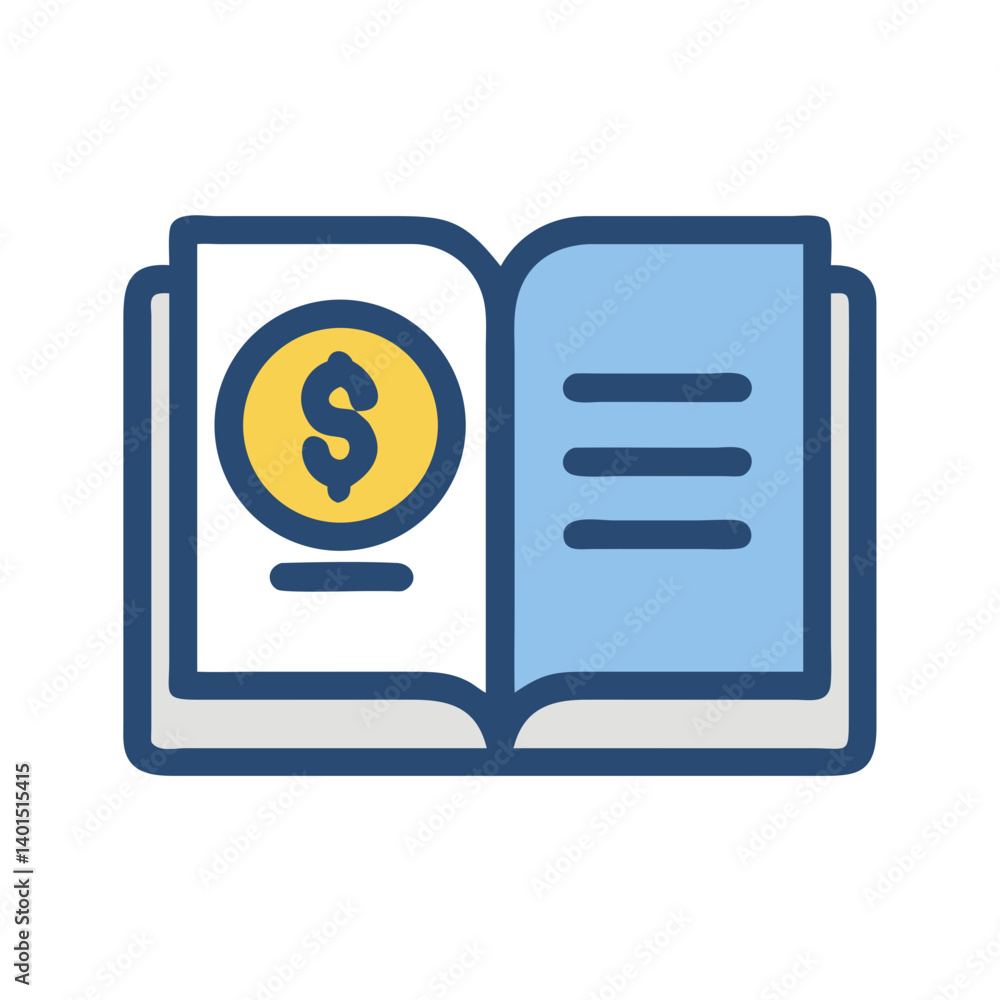 Finance Book with Dollar Symbol Icon Representing Financial Records and Money Management Finance Book with Dollar Symbol Icon Representing Financial Records and Money Management