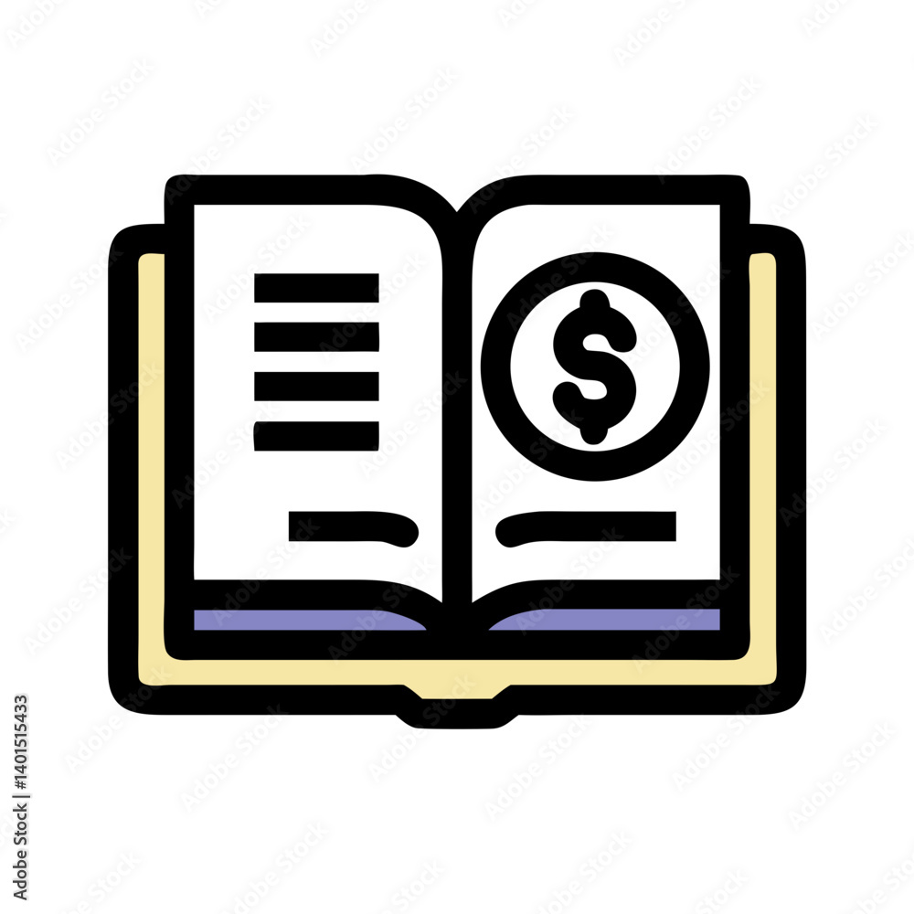 Finance Book with Dollar Symbol Icon Representing Financial Records and Money Management Finance Book with Dollar Symbol Icon Representing Financial Records and Money Management