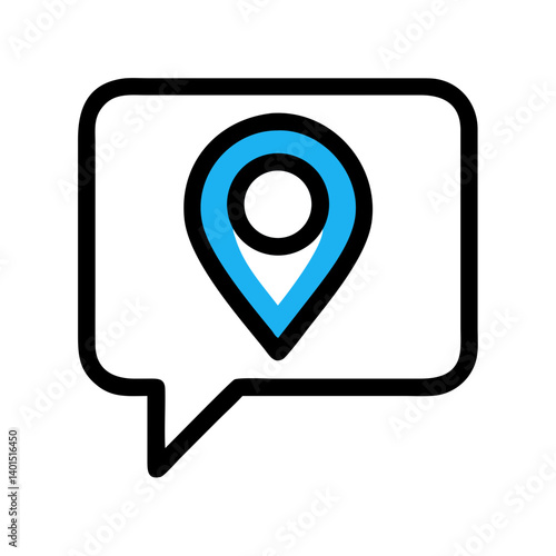 Location Pin Marker in Speech Bubble Icon Representing Geotagged Communication and Map-Based Messaging