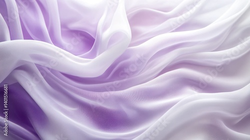 An abstract white and purple textile, soft and white, ideal for beauty product backgrounds.