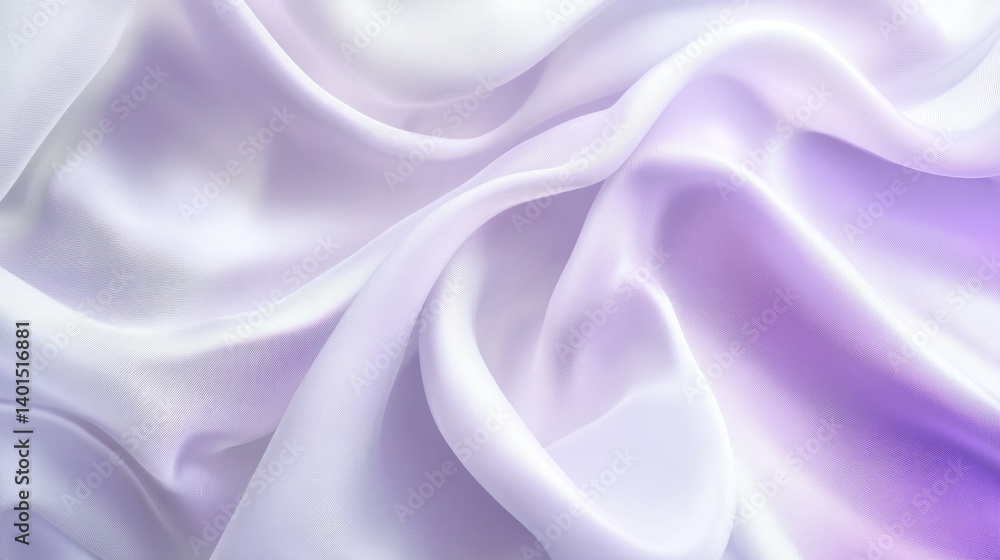 An abstract white and purple textile, soft and white, ideal for beauty product backgrounds.