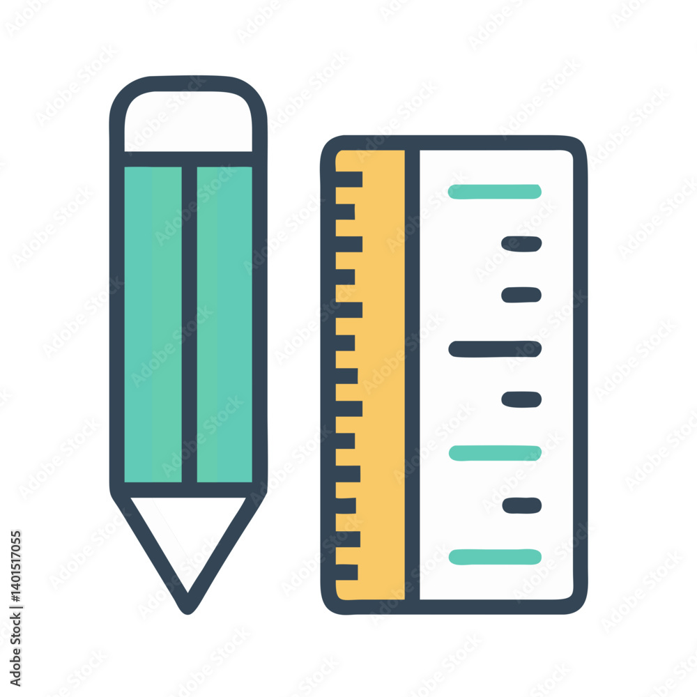 Pencil and Ruler Design Tools Icon Representing Creativity, Drawing, and Precision Planning Pencil and Ruler Design Tools Icon Representing Creativity, Drawing, and Precision Planning