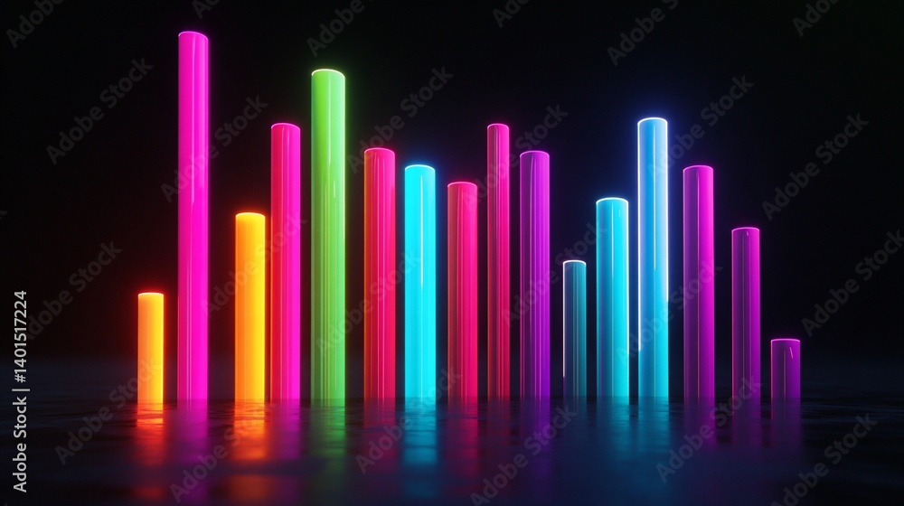 Vibrant Neon Columns Reflecting in Dark Water: A Symphony of Light and Color Vibrant Neon Columns Reflecting in Dark Water: A Symphony of Light and Color